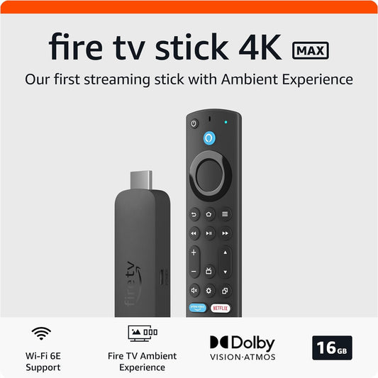 Fire TV Stick 4K Max Streaming Device (Newest Model) Supports Wi-Fi 6E, Free & Live TV without Cable or Satellite