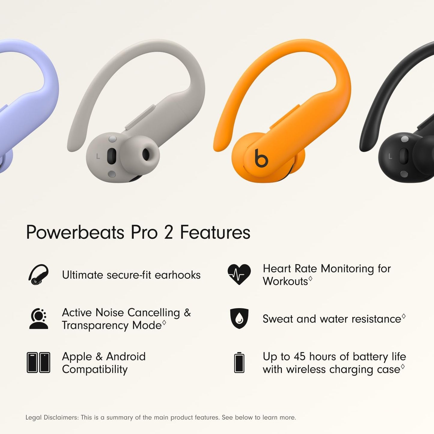 Power Pro 2 Wireless Bluetooth Earbuds - Noise Cancelling, Heart Rate Monitor, IPX4, up to 45H Battery & Charging Case, Works with Apple & Android - Electric Orange