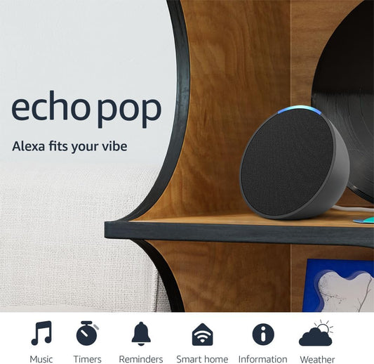 Echo Pop (Newest Model), Our Smallest Alexa Speaker, Fits in Any Room, Charcoal