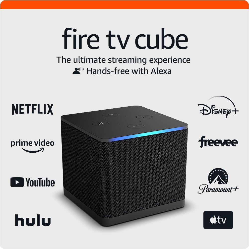 Fire TV Cube (Newest Model) with Ai-Powered Fire TV Search, Hands-Free Streaming Device with Alexa, Wi-Fi 6E, 4K Ultra HD