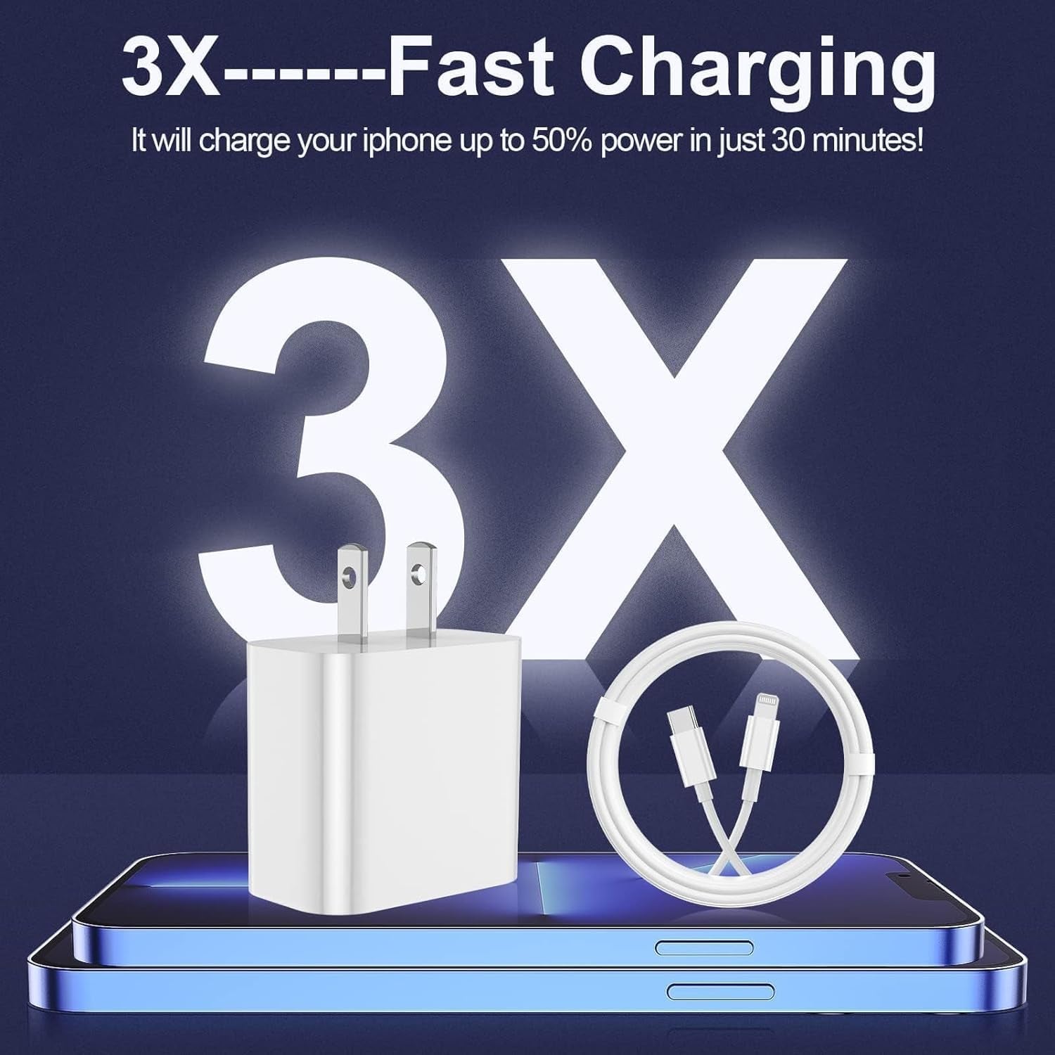 Iphone Charger Fast Charging 2 Pack Type C Wall Charger Block with 2 Pack [6FT&10FT] Long USB C to Lightning Cable for Iphone 14/13/12/12 Pro Max/11/Xs Max/Xr/X,Airpods Pro